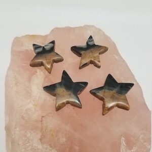 Orange Brown Black Picasso Marble Small & Medium Star Cabochons 4/ backed