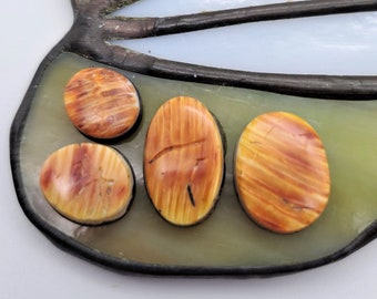 15% OFF Orange Spiny Oyster Small Shell Oval Cabochons/ backed/ set of 4