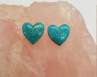 Blue Green Turquoise Cat Small Cabochon Pairbacked Turquoise Mountain