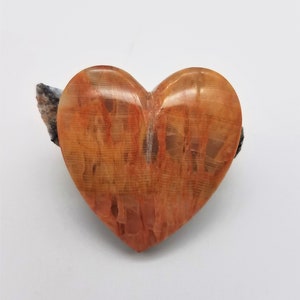 Yellow Orange Large Onyx Heart Cabochon/ backed
