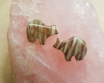 Tiger Picasso Marble Bear Cabochon Pair/ backed