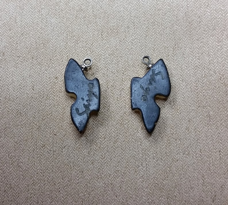 Cream Onyx Butterfly Small Side view Pair with Sterling Eyehooks backed