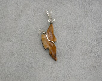 Orange Onyx Medium Side Butterfly Pendant with Sterling Silver wire & Bail