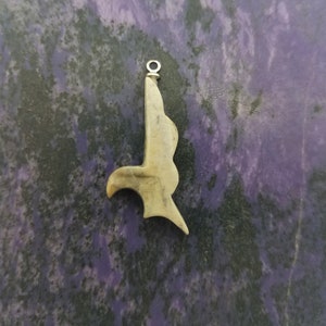 Light Gray Picasso Marble Small Landing Hawk Cabochon with Sterling Silver Eyehook