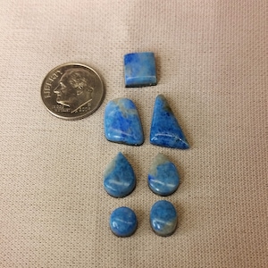 Light Blue Denim Lapis Cabochon Set/ backed set of 7