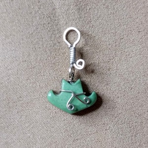 Green Varisite Cowboy Hat Pendant/ Charm/ sterling silver