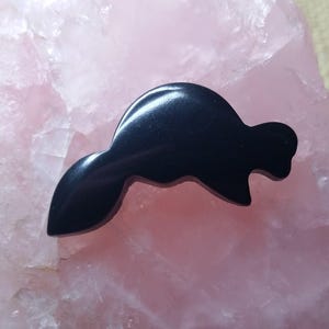 Schwarzer Colorado Oil Stone Biber Medium Cabochon/ rückseitig