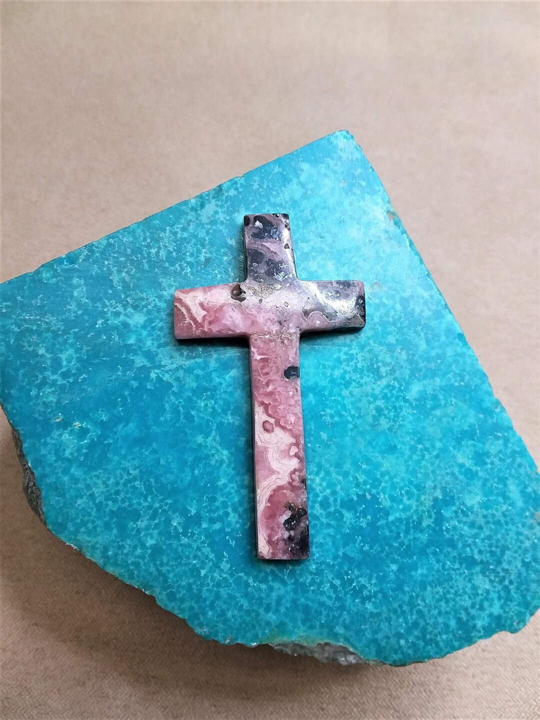 50% OFF Large Pink & Silver Rhodochrosite Cross// Backed/ Seconds - Etsy