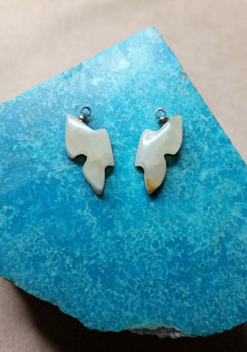 Cream Onyx Butterfly Small Side view Pair with Sterling Eyehooks backed