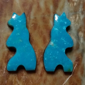 Blue SonoraTurquoise Bear Cabochon Pair/ backed