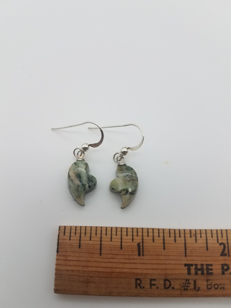 Green /& Yellow Mariposite Small Crying Heart Earring Pairwith Sterling Silver French Earwire Backed