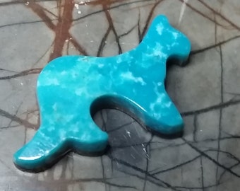 Blue Sonora Turquoise Cougar / Walking Cat Small Cabochon/ backed