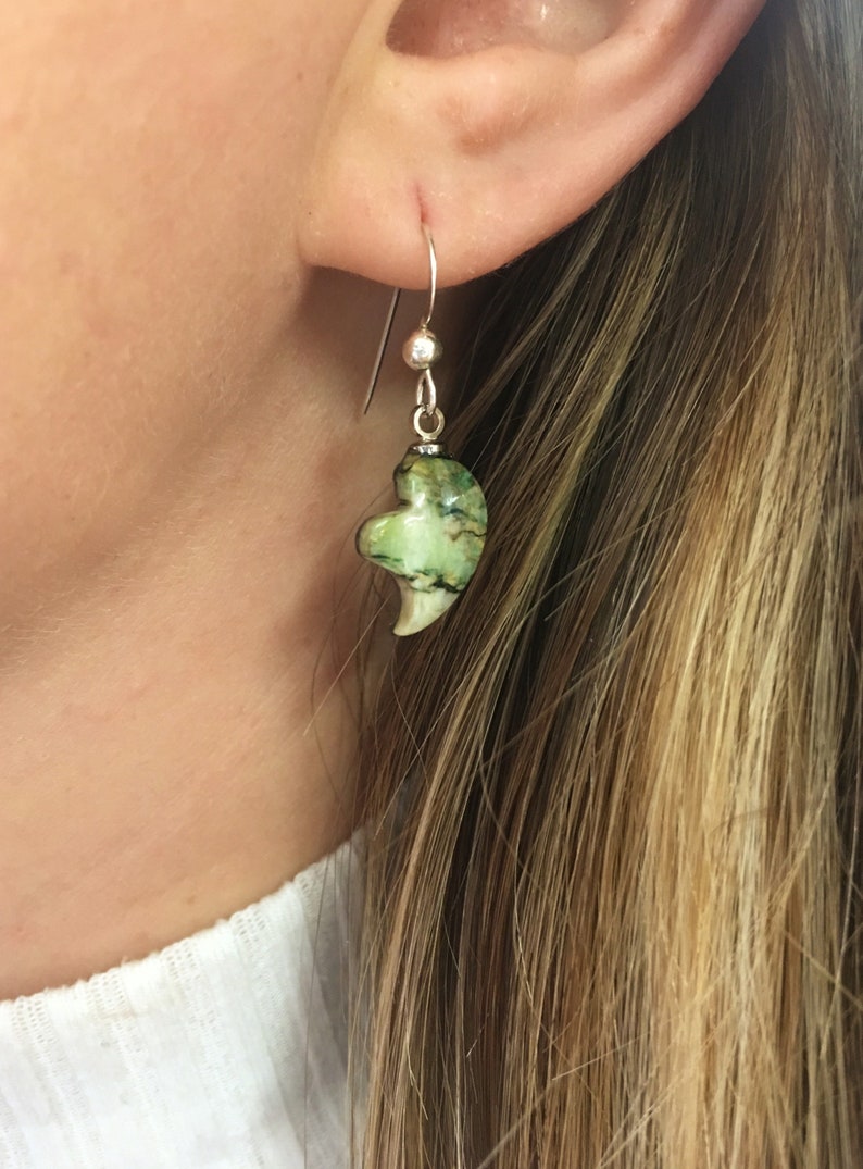 Green /& Yellow Mariposite Small Crying Heart Earring Pairwith Sterling Silver French Earwire Backed