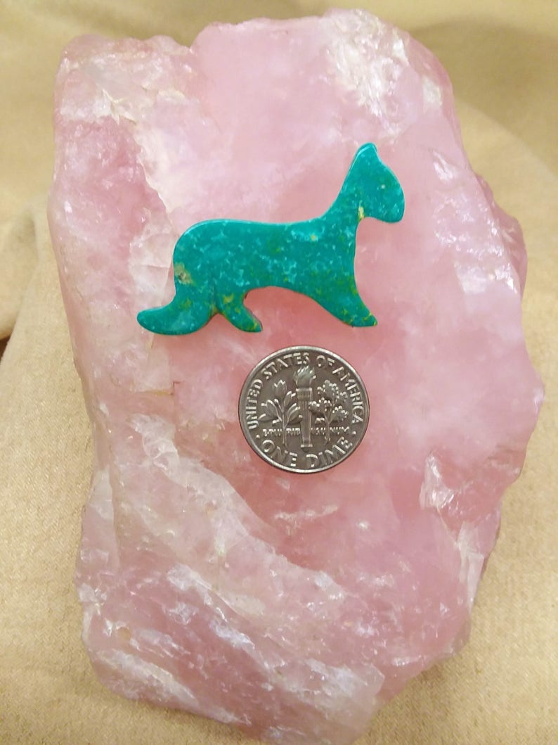 Green Turquoise Cougar Medium Small Cabochon backed
