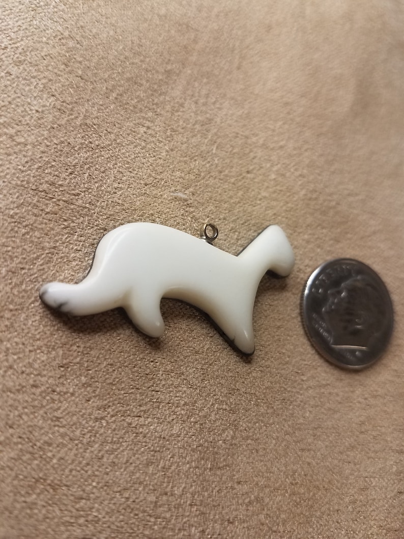 White Howlite Cougar Wildcat Medium Cabochon with Sterling Silver Eyehook backed
