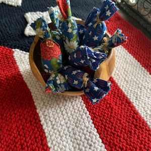 4th of July bowl fillers, Set of 8, red white and blue, stars/floral