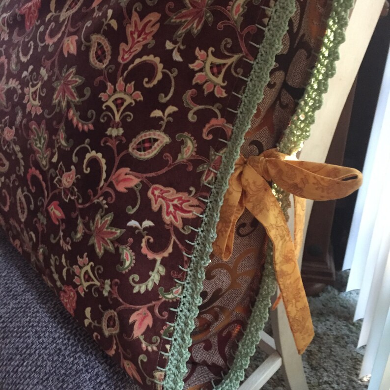 Fall FloralPaisley hand crochet pillow case with bow
