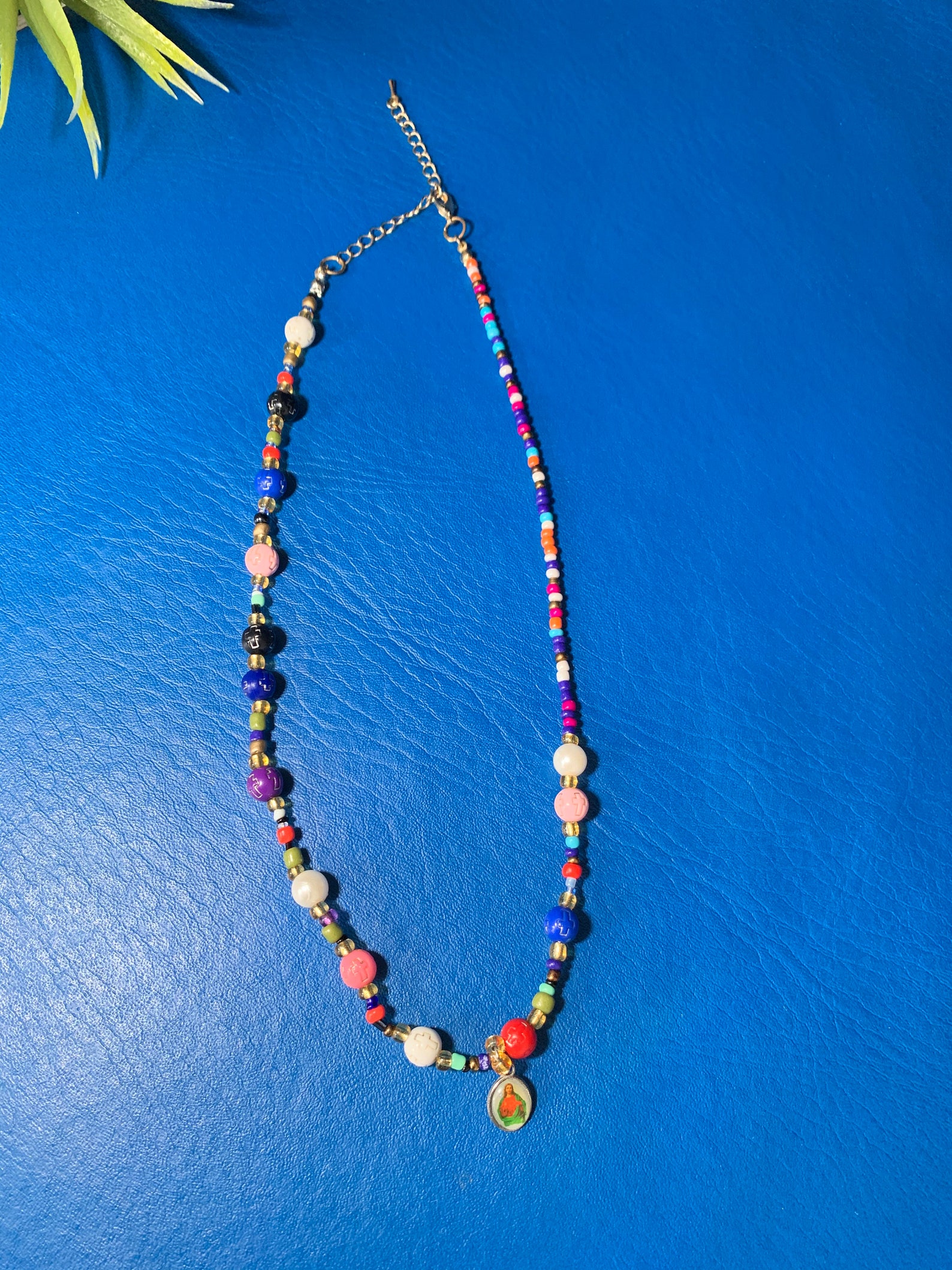Colorful Spanish style beaded short adjustable necklace with Etsy