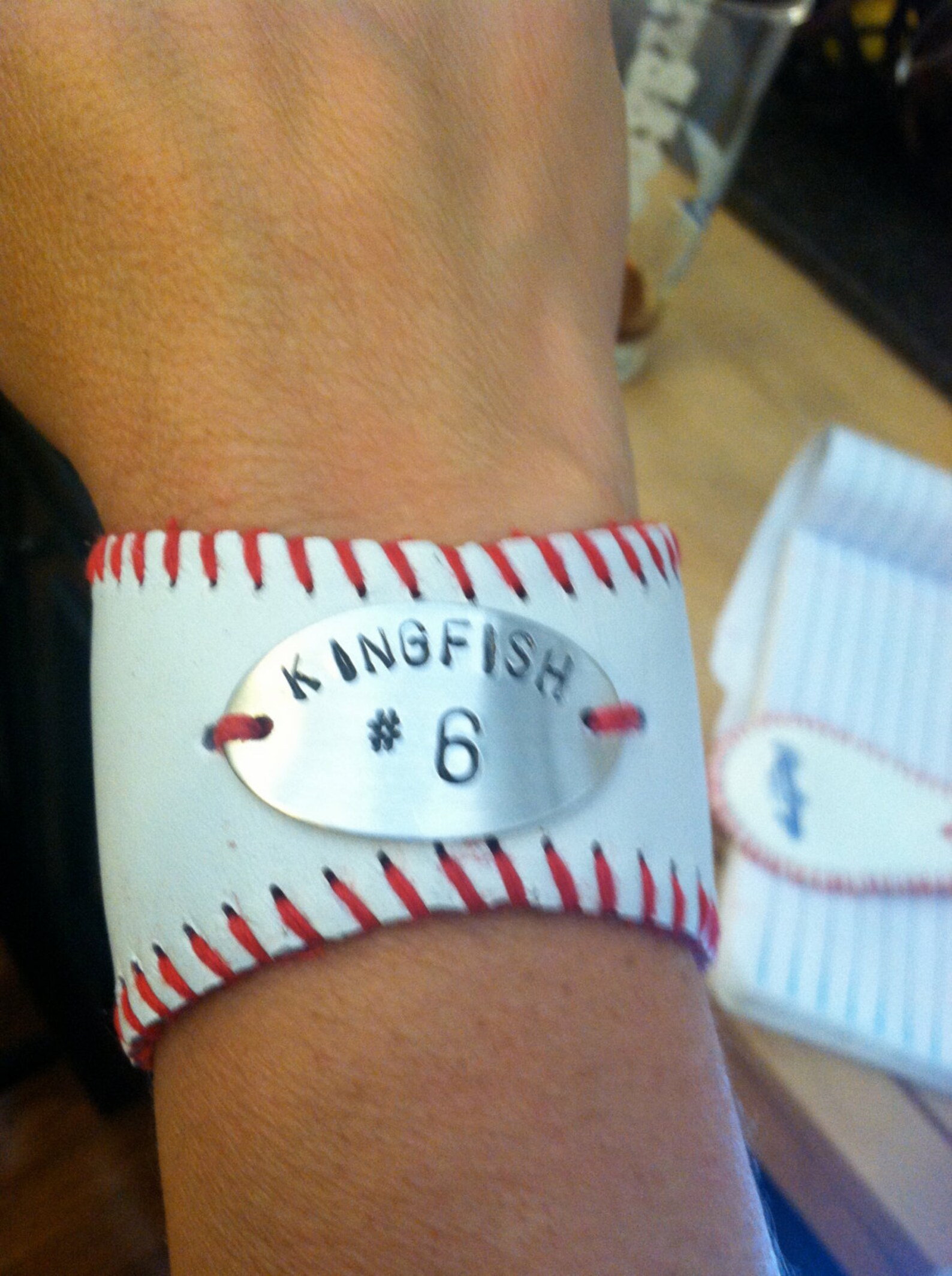 Personalized Leather Baseball Cuff Bracelet Etsy
