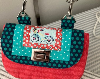 Bicycle Handbag Red, Navy, Teal Cross Body Wallet Handbag Purse