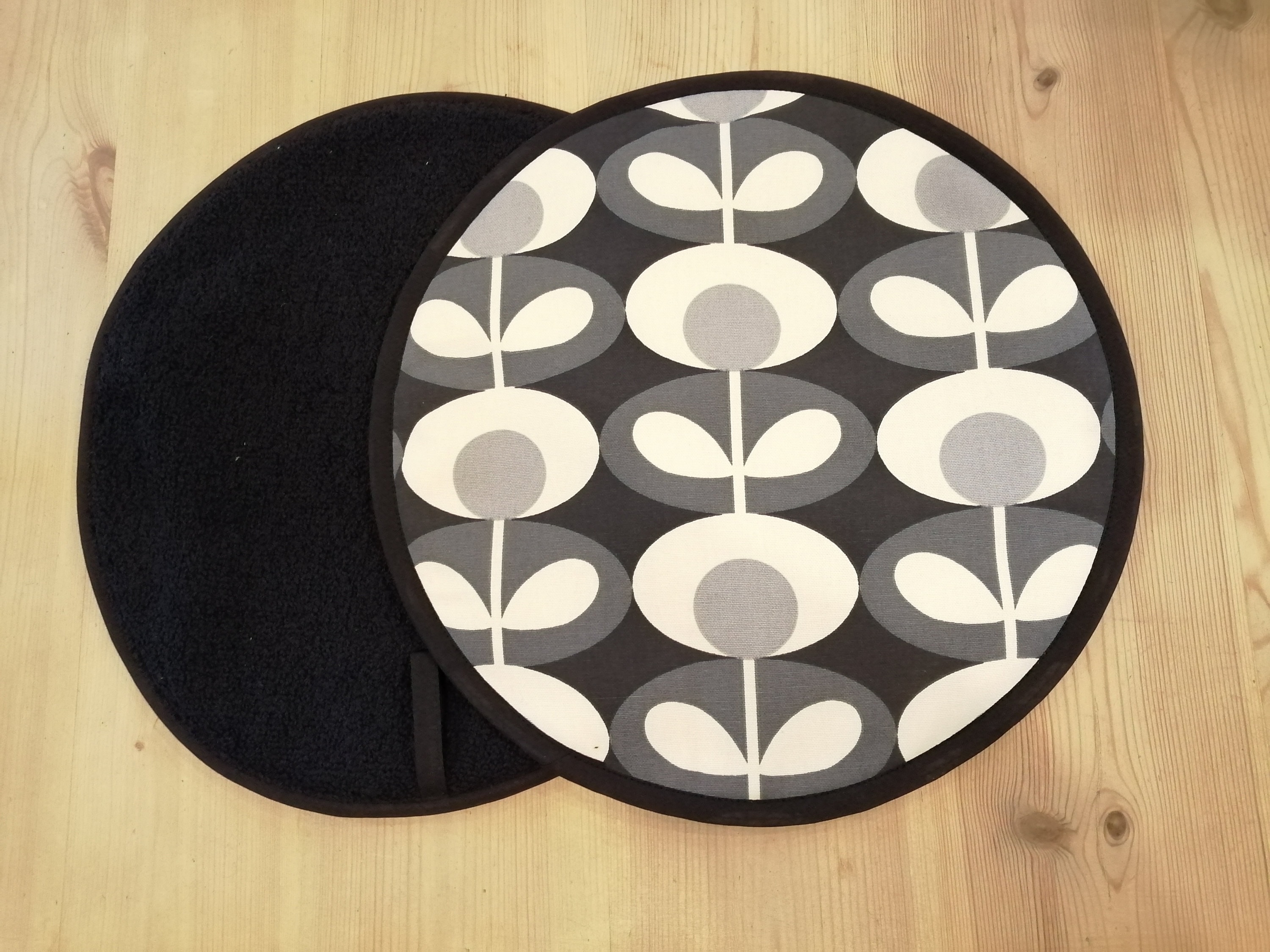 Pair of Aga Hob Covers Orla Kiely Oval Flower Black/Grey. Free Etsy