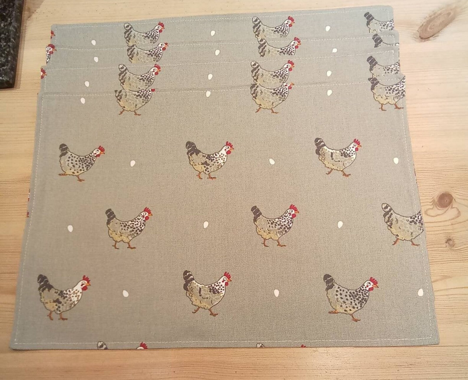 Set of 4 Placemats Sophie Allport Chicken Fabric Etsy
