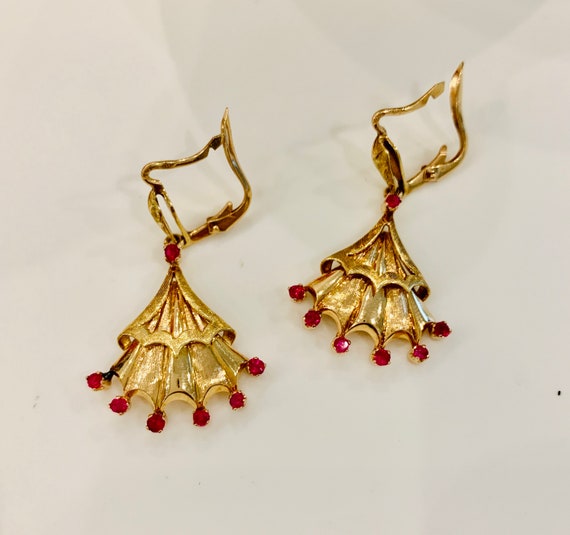 18K Gold and Ruby Earrings