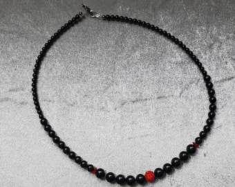 Black Onyx and Swarovski Accent Beaded Necklace