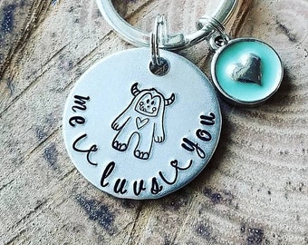 Love Monster, Long Distance Keychain, BFF Keychain, Love Keychain, Mothers Day Gift, I Love You Gift, Me Luv You, Mother's Day Gift From Kid