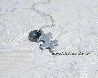 AUTISM AWARENESS NECKLACE, Puzzle Piece Necklace, Autism Jewelry, Awareness Jewelry, Cause Jewelry, Proud Mom Jewelry, Autism Necklace