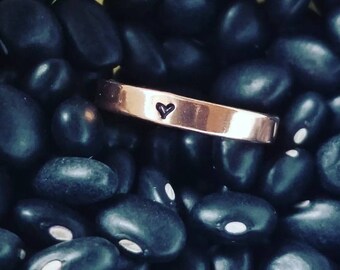 Minimalist Ring, Copper Ring, Cross Ring, Heart Ring, Faith Ring, Best Gift For Her, Hand Stamped Ring, Stacking Ring, Stamped Stacking Ring