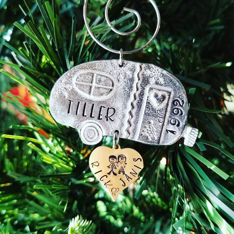 Personalized Ornament Camper Ornament Happy Camper 2019 Ornament 2019 Christmas Ornament Pewter Ornament Family Keepsake Ornament