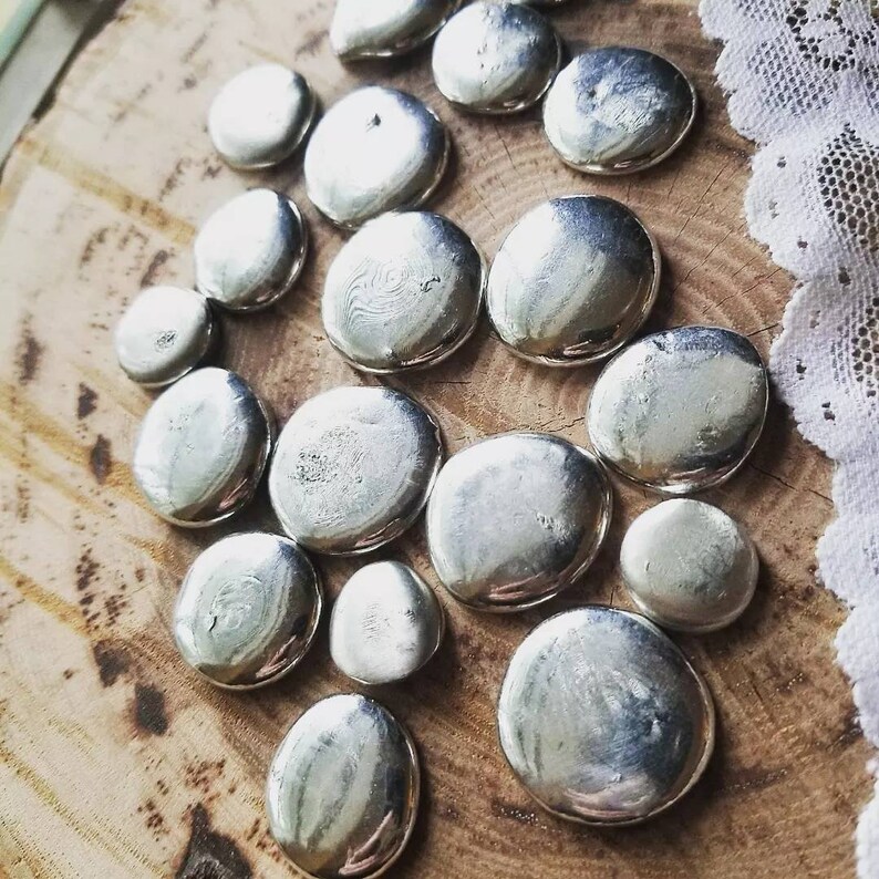 Pewter Blanks, Handstamping Blanks, Handcast Pewter, Pewter Pebble, Worry Stone, Worry Coin, Pocket Pebble, Handmade Pewter Coin, Raw Pewter image 4