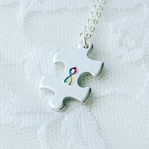 AUTISM AWARENESS NECKLACE, Puzzle Piece Necklace, Autism Jewelry, Awareness Jewelry, Cause Jewelry, Proud Mom Jewelry, Autism Necklace