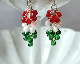 Christmas Earrings, Christmas Jewelry, Stocking Stuffer, Peppermint Jewelry, Christmas Accessories, Christmas Gifts, Red Green and White