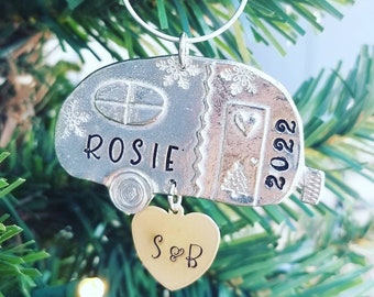 2023 Ornament, Camper Ornament, Personalized Ornament, 2023 Christmas Ornament, Family Keepsake Ornament, Happy Camper, Pewter Ornament