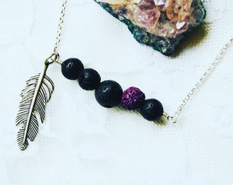 Lava Rock Necklace, Diffuser Necklace, Aromatherapy Necklace, Essential Oil Diffuser, Lava Stone Necklace, Yoga Necklace, Lava Bar Necklace