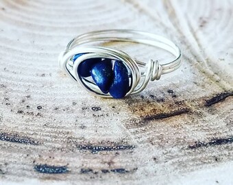 Lapis Gemstone Ring, Wire Wrapped Ring, Wire Wrapped Jewelry, Simple Wire Ring, Best Gift For Her, Twisted Wire Ring, Twisted Rose Ring,