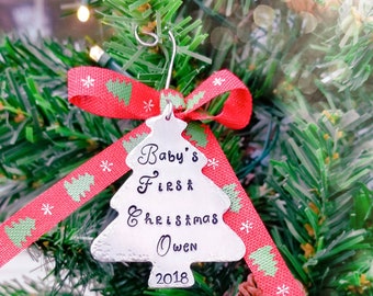 Our First Christmas, Baby's First Christmas, 2022 Christmas Ornament, Personalized Ornaments, Christmas Gift, Wedding Present, Hand Stamped