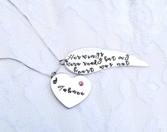 Mommy of Angel, Angel Wing Necklace, Bereavement Gift, Remembrance Necklace, In Memory Of Jewelry, Memorial Necklace, Infant Loss Jewelry