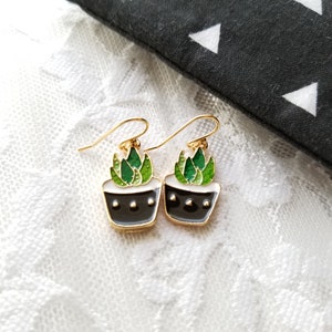 Succulent Earrings, Succulent Jewelry, Succulent Planter, Succulent Pot, Succulent Plant, Succulent Gift, Plant Jewelry, Miniature Plants image 1