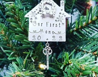 First Home Ornament, Our First Home Gift, 2022 Ornament, Newlywed Gift, House Ornament, Christmas Gift, Wedding Present, Xmas Key, Moving