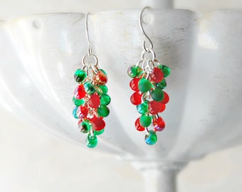 Christmas Earrings, Christmas Jewelry, Stocking Stuffer,  Winter Jewelry, Christmas Accessories, Christmas Gifts, Festive Jewelry, Red Green