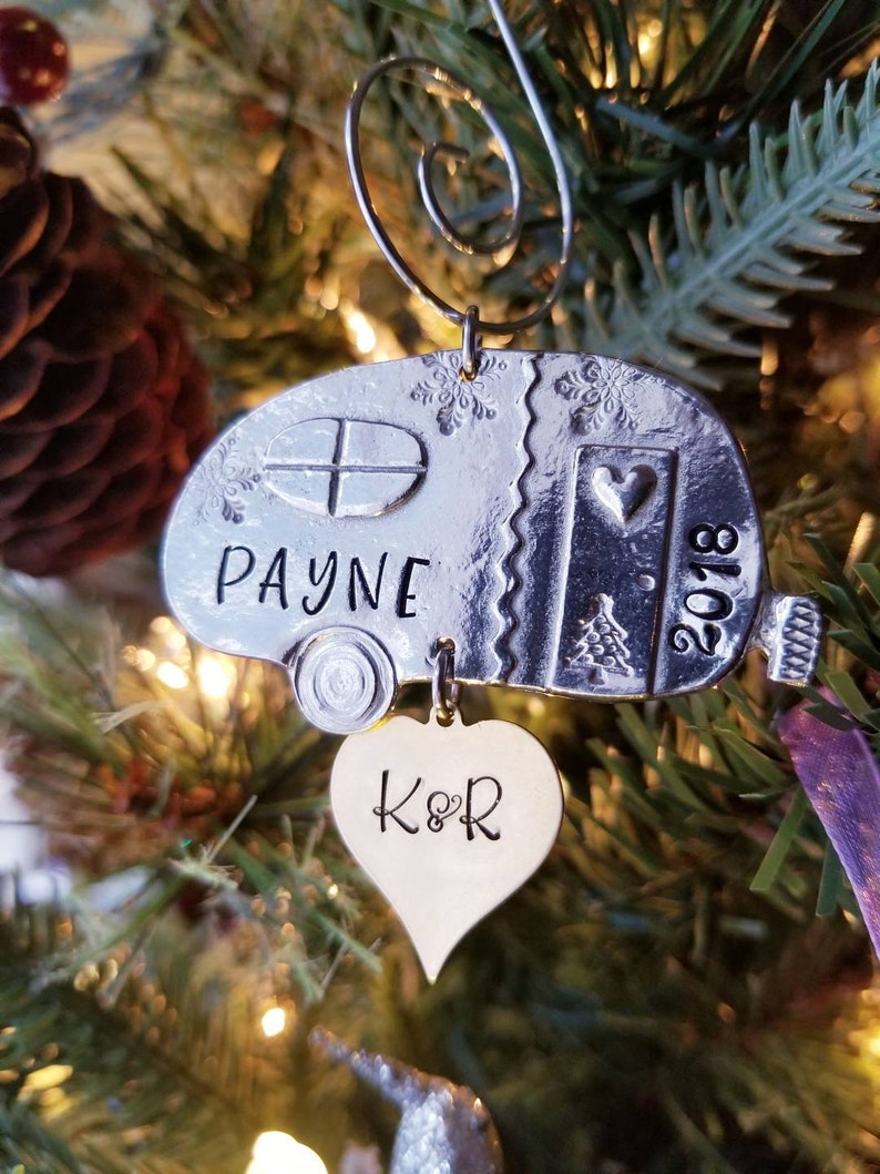 Personalized Ornament Camper Ornament Happy Camper 2019 Ornament 2019 Christmas Ornament Pewter Ornament Family Keepsake Ornament