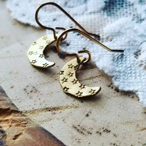 Celestial Earrings, Moon Earrings, Star Earrings, Celestial Jewelry, Moon & Star Jewelry, Under 20, Minimalist Earrings, Unique Gifts, Space