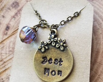 Mom Necklace Best Mom Gift Mama Necklace Mama Jewelry New Mom Necklace Baby Shower Gift Mother's Day Gift Hand Stamped Necklace Gift For Mom