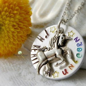 Unicorn Necklace, Rainbow Necklace, Unicorn Charm, Fantasy Jewelry, Geek Jewelry, Unicorn Lover Gift, Mythical Creature, ROYGBIV Necklace image 2