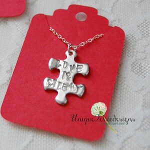 Autism Puzzle Piece Dog Tag Necklace – Alloy Awareness Jewelry With Gift Card, For Autism Moms & Supporters - View #2