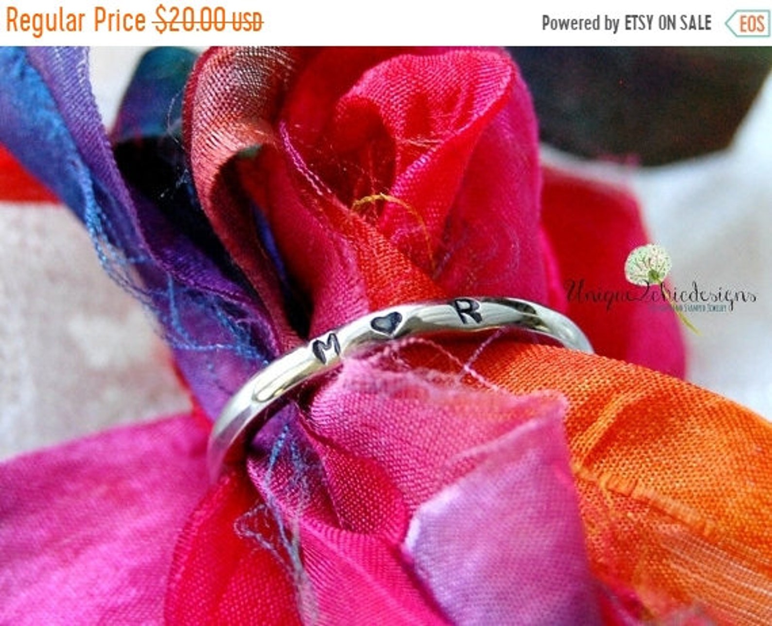 Hand Stamped Ring Name Ring Personalized Ring Stacking Etsy