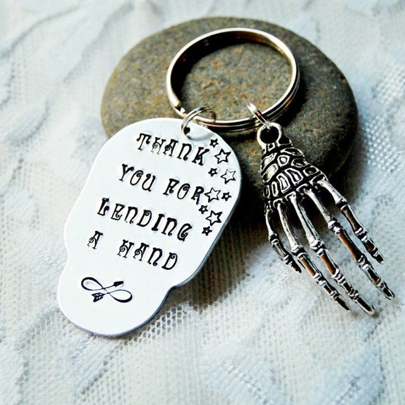 Skull Keychain Skeleton Keychain Thank You Gift Groomsman Etsy